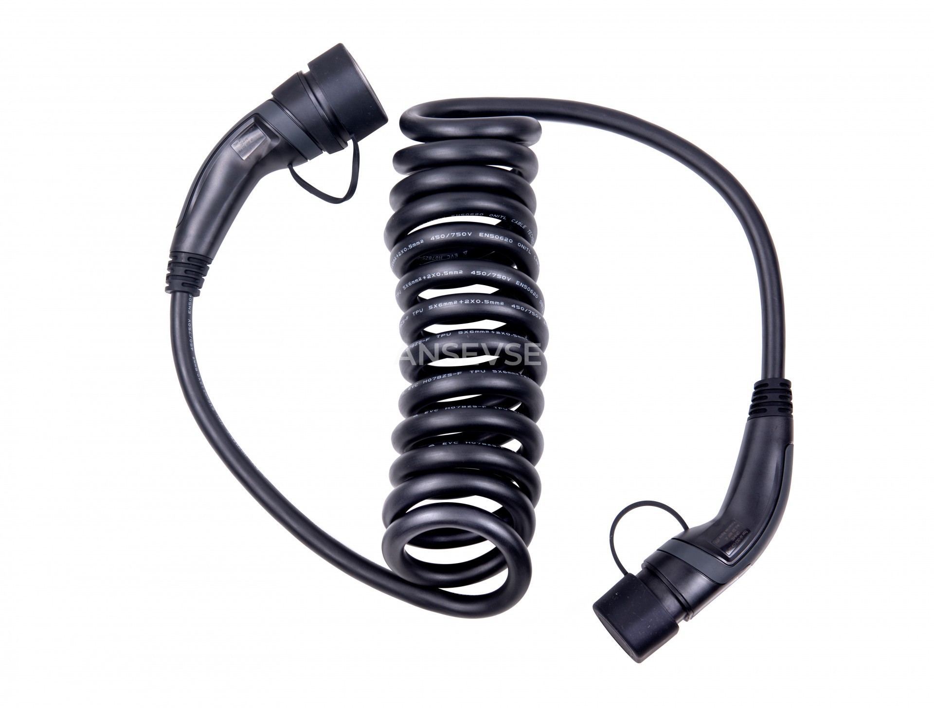 EV Charging Cable 3.6kW 16A Type 2 to Type 2 Spiral Coiled Cable